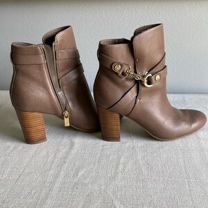 isola Colleen taupe leather bootie with buckle